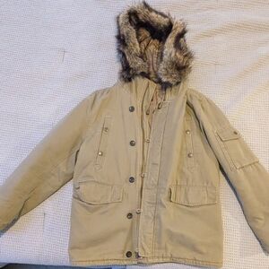 Gap Tan Parka with Faux Fur-lined Hood - Men's S